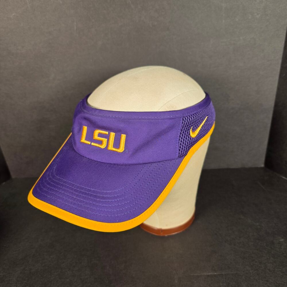 LSU Purple & Gold Nike Featherlight Dri-Fit Visor Adjustible Mesh Very Clean